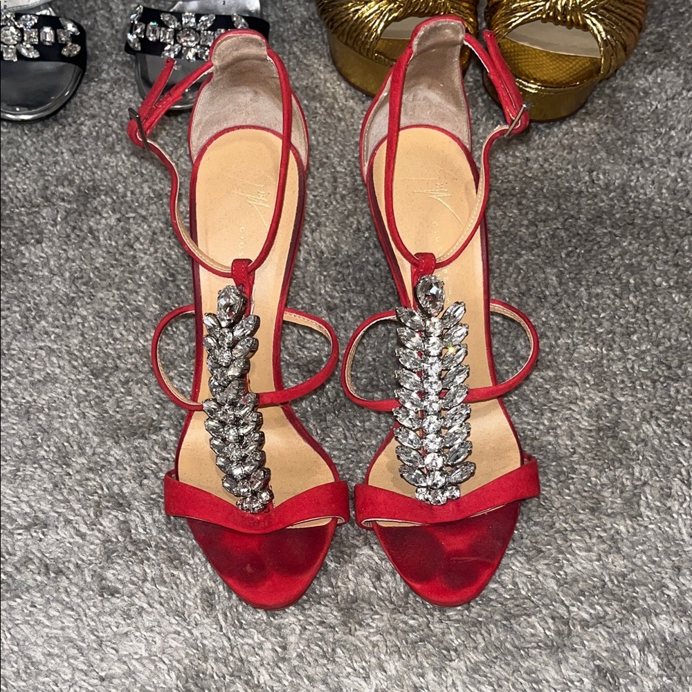 Giuseppe Zanotti Red Heels with Crystal Accents - Picture 2 of 10